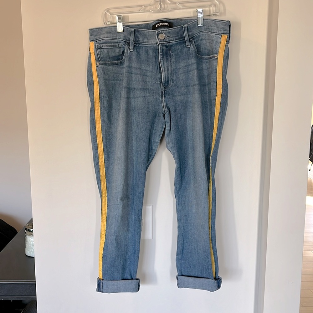 Express side stripe ankle jeans